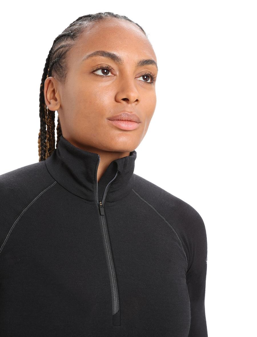 Icebreaker BodyfitZone™ Merino 200 Zone Thermal Long Sleeve Half Zip Top Naisten Base Layers Mustat | FI 1867KORI